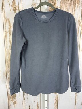 Climate Right, Soft Crewneck Thermal Long Sleeve Tee in Slate Gray. Size Large.